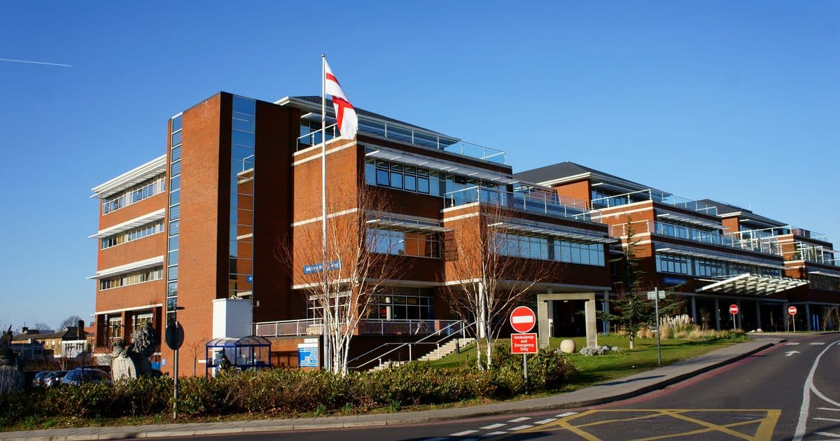 Red-brick wing of St George's Hospital in Tooting, south London, home of St George's, University of London